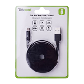 Tekmee Mikro USB-kabel 2m flat svart